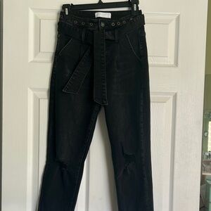 Black High-Waisted Jeans with Belt